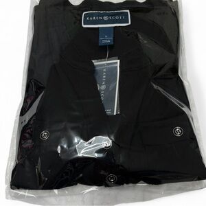 Karen Scott Black Button-Front Knit Top